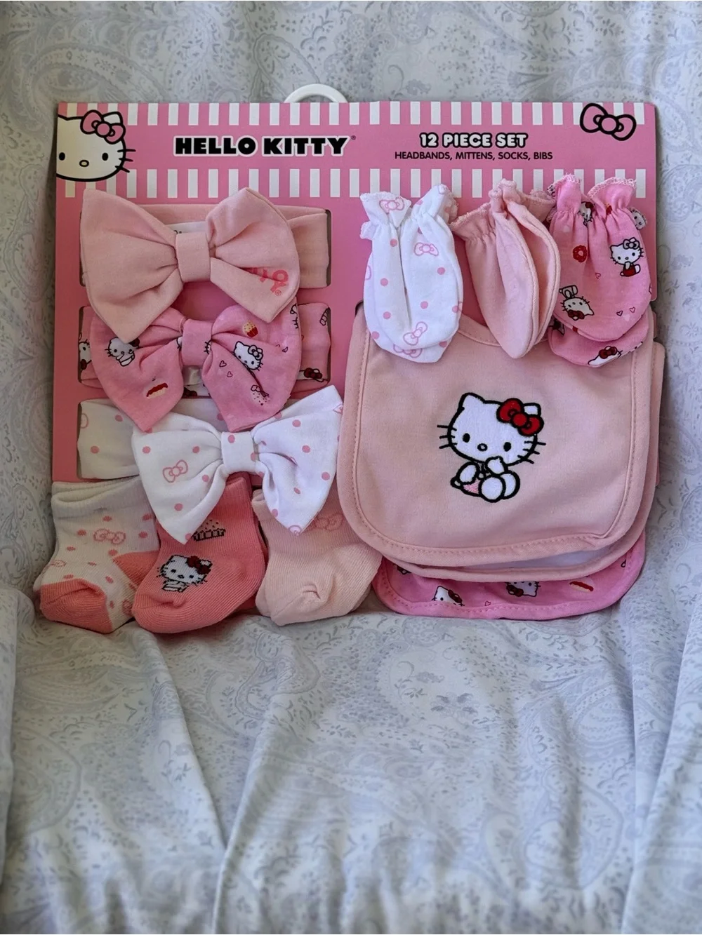 Hello Kitty Pink Baby Accessory Set - Bibs, Mittens, Socks & Bows